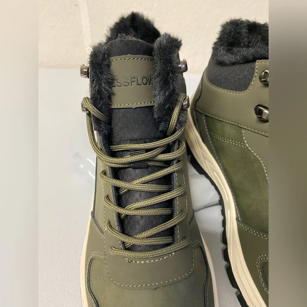 Men's Army Green Winter Snow High-Top Hiking Boots